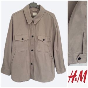 H&M Cream Denim Jacket - Size Large - Cotton